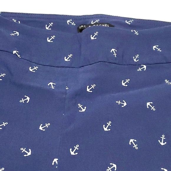 Zac & Rachel Navy Anchor Print Coastal Grandma Beachy Pull On Crop Pants - Picture 3 of 5
